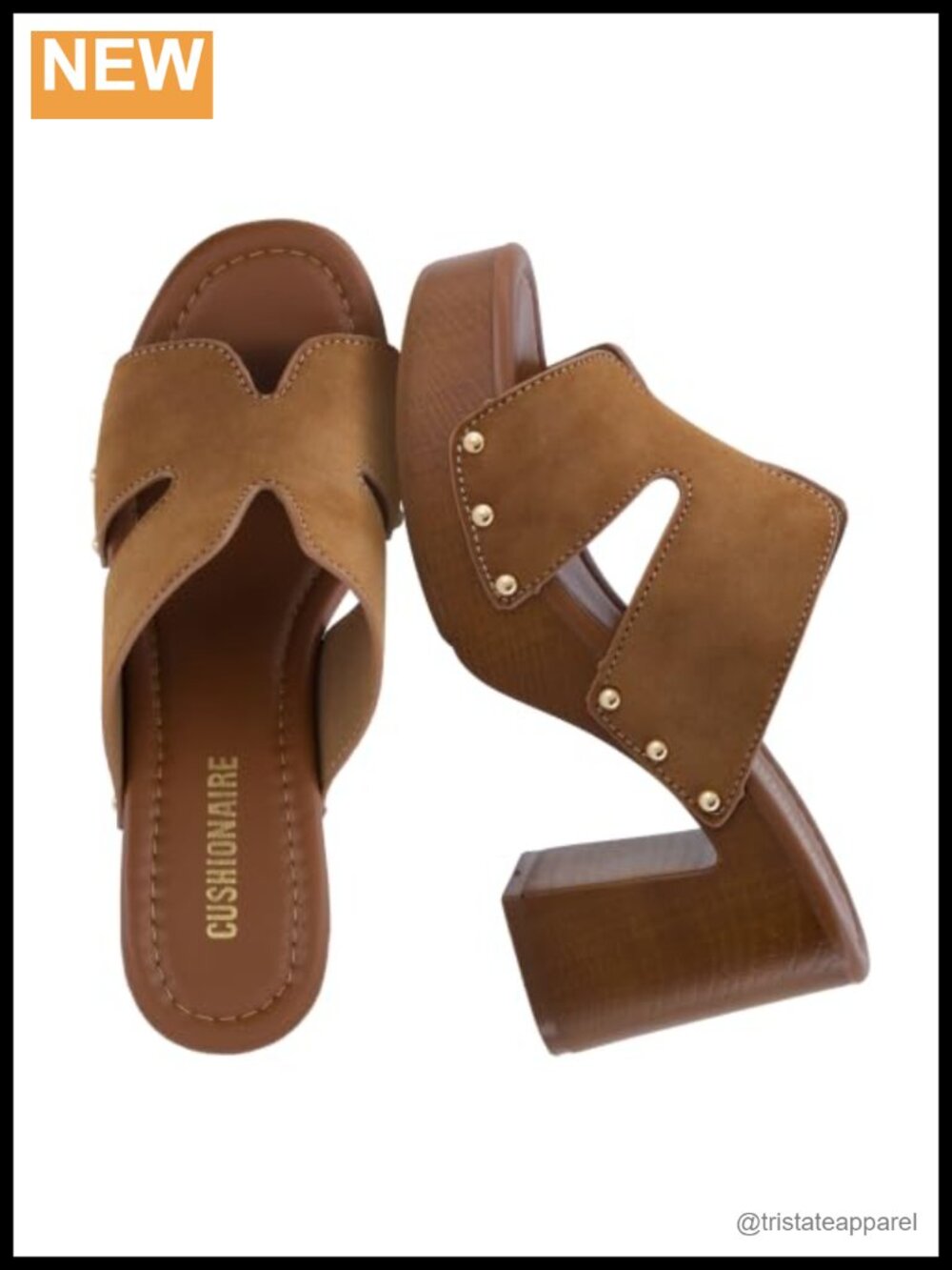 Cushionaire Chunky Block Heel Sandals - Faux Suede Slide with Memory Foam
